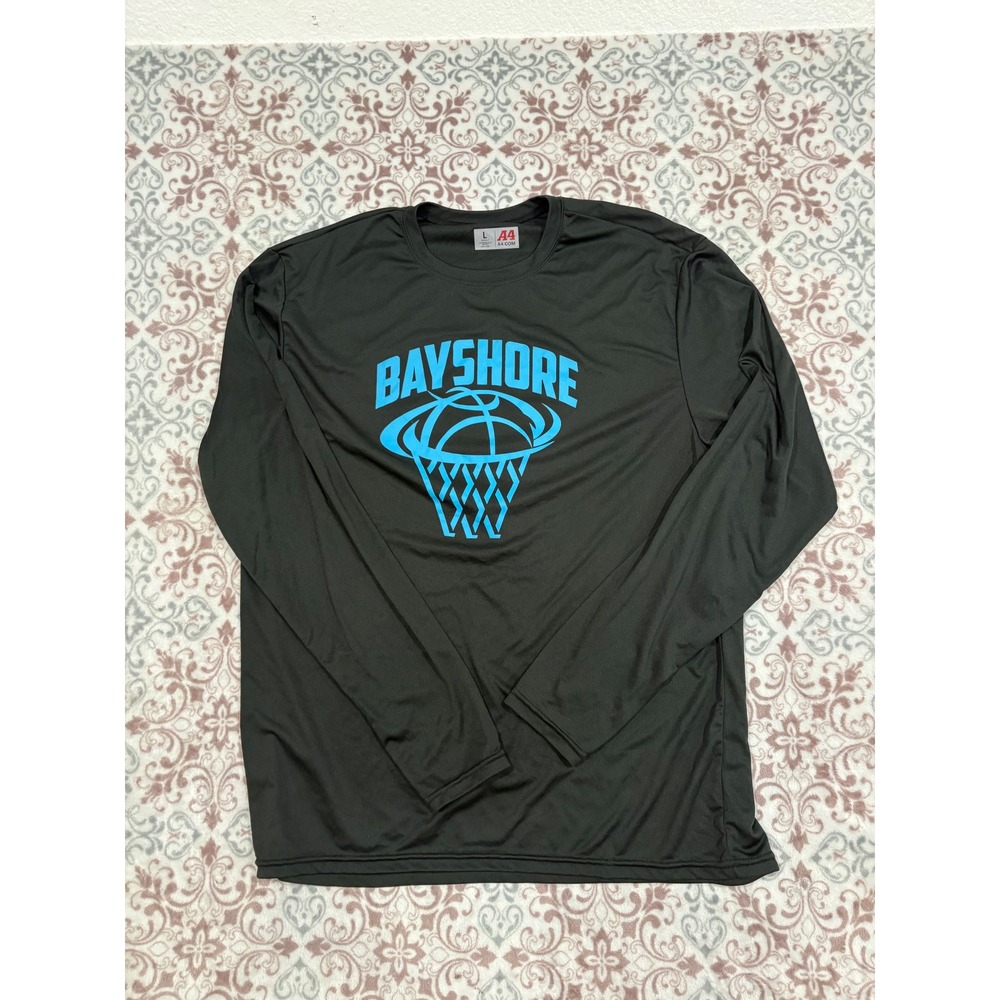 A4 Bayshore Basketball Long Sleeve Shirt Mens Large Black Performance N3165